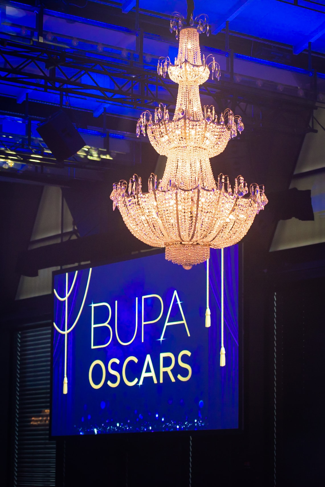 Bupa Oscars gala chandelier installation
