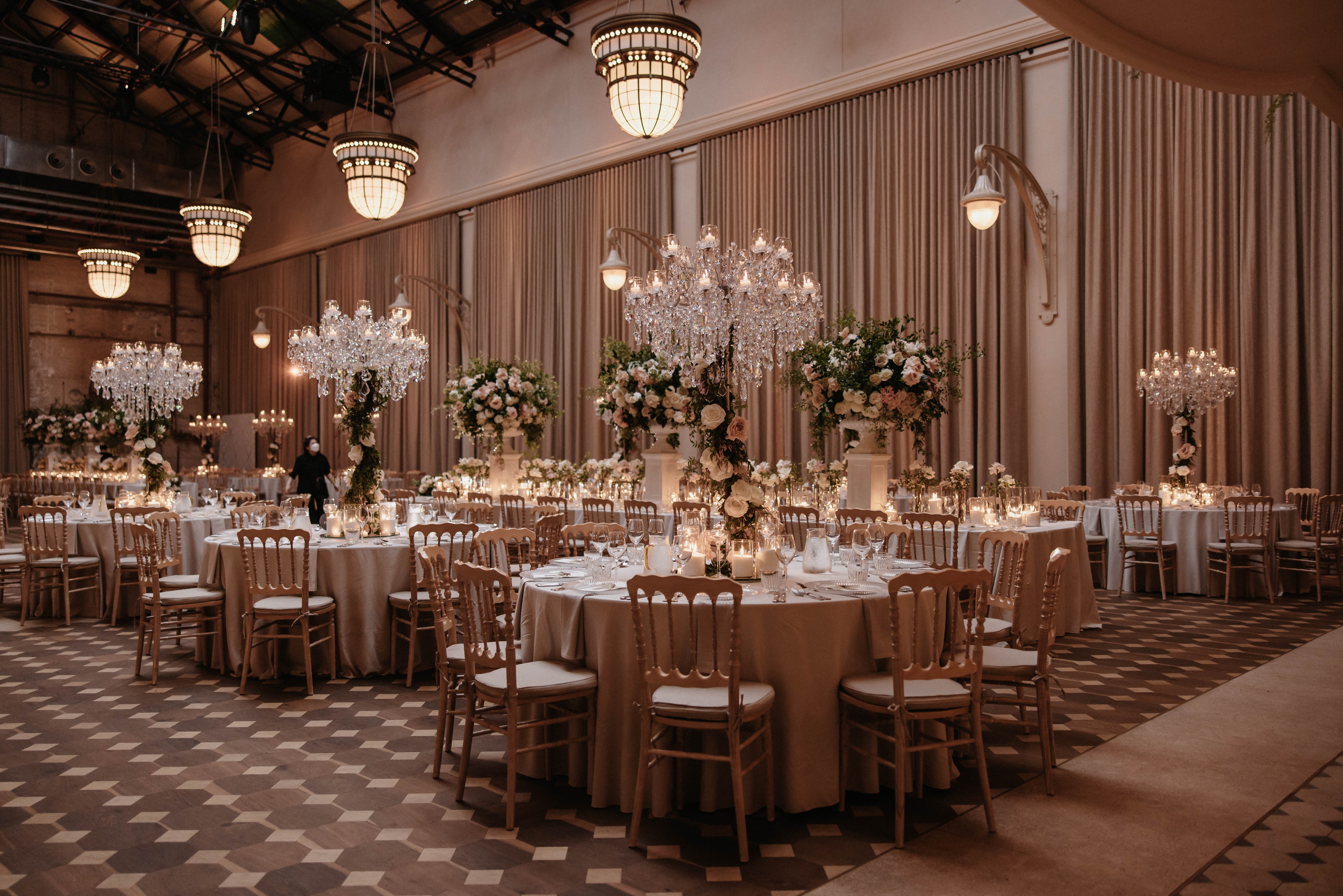 The Katerina Candelabra hire Sydney, crystal candelabra table centrepieces and floor-standing pieces for weddings and events