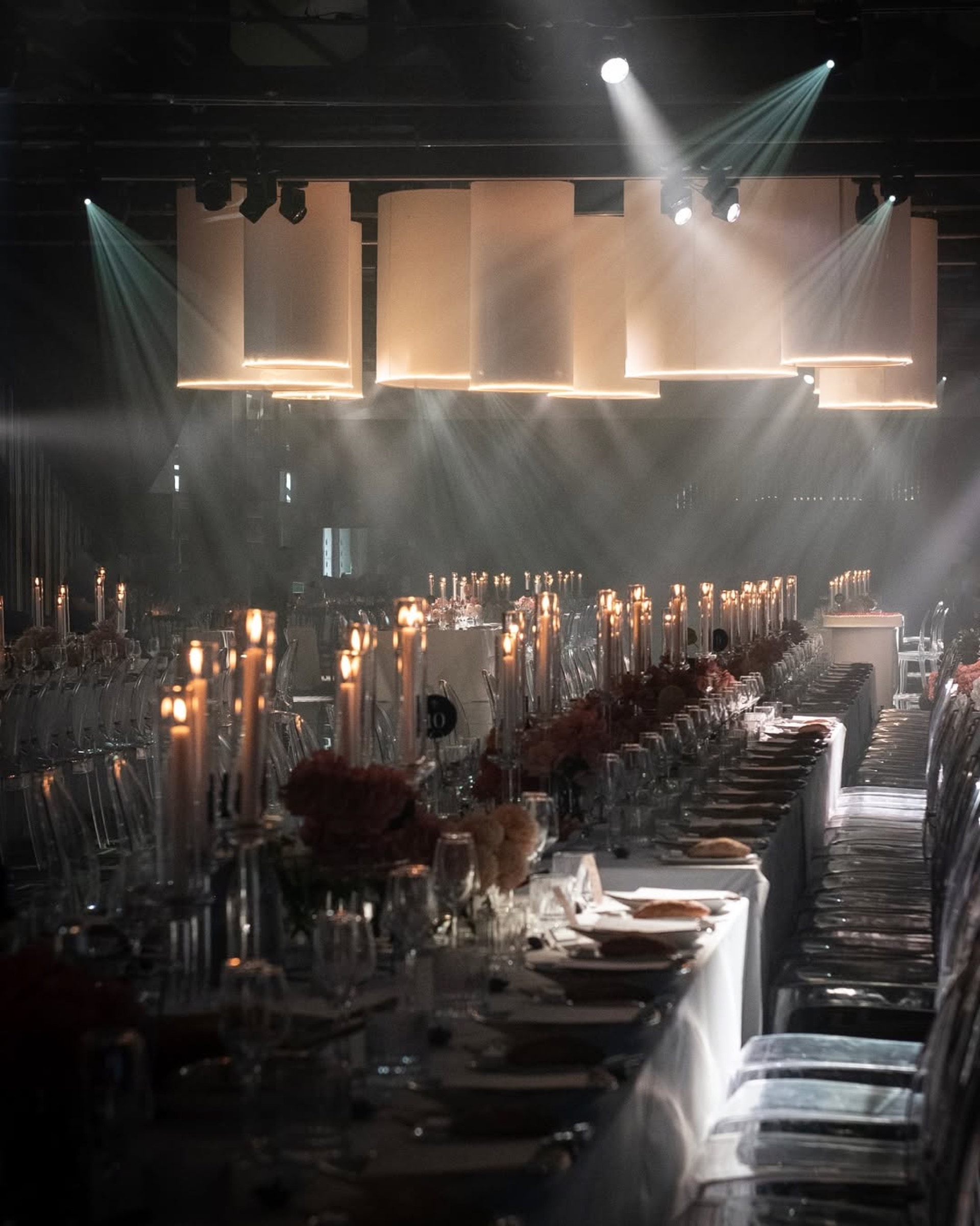 Pendant light and lamp shade hire Sydney — contemporary drum shade and sculptural pendant lighting for weddings and events