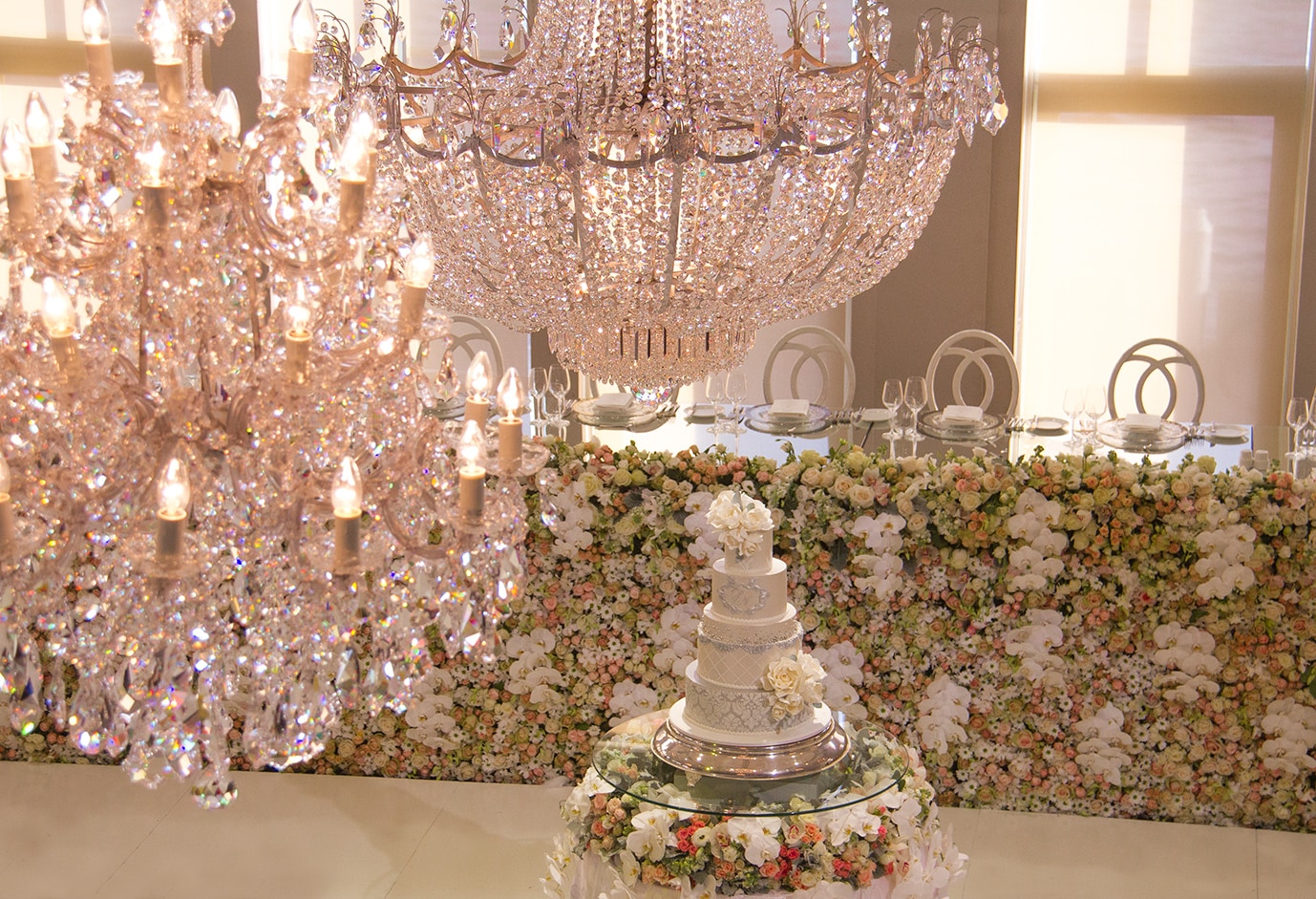 Queen Elizabeth chandelier hire Sydney, restored 280cm silver gilt waterfall basket chandelier, one of a kind