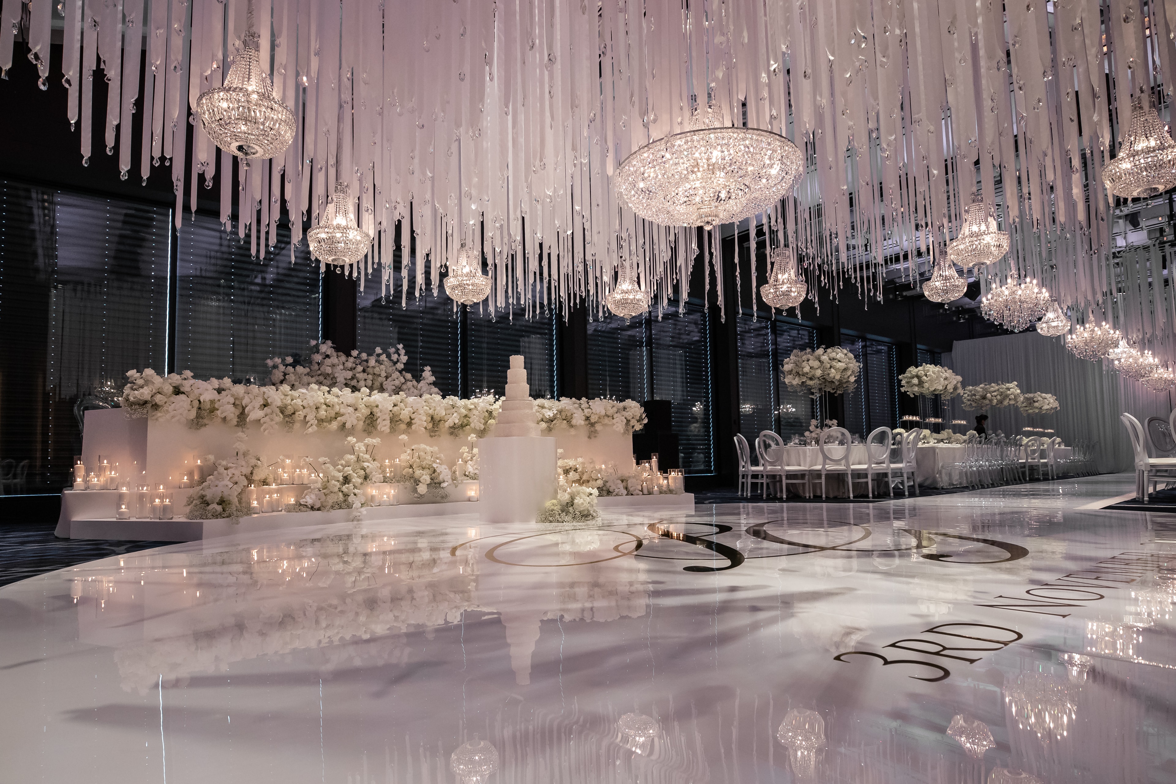 Luxury crystal chandelier event